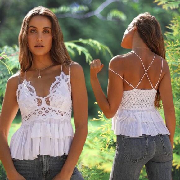 NWT - Free People Adella Cami White Size M FP One - Picture 1 of 4
